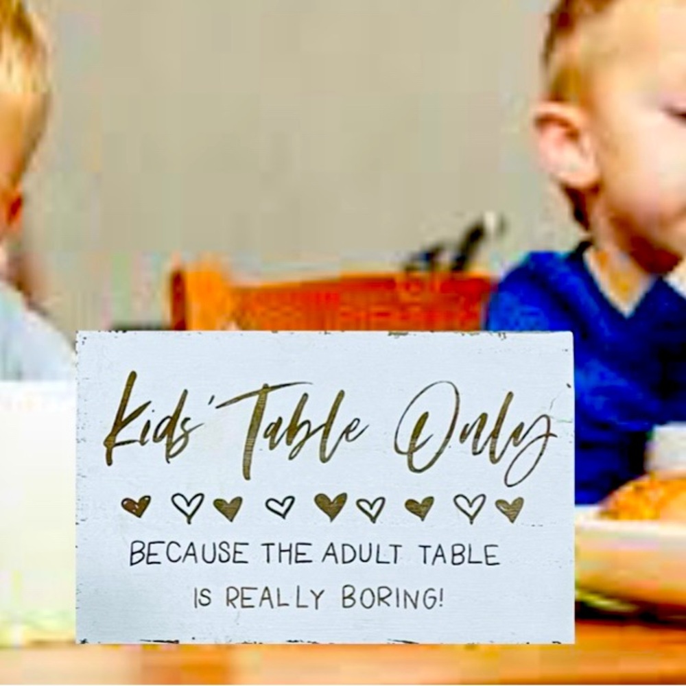 wooden Childs table sign